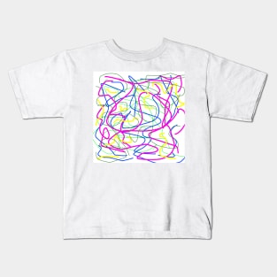 Random colorful lines in greens purple blue and yellow Kids T-Shirt